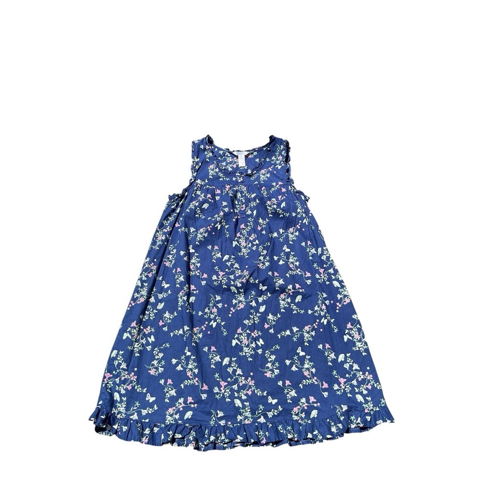 Pretty Adonna Classic Yoked Prairie Nightgown Navy Blue Bouquets Large Cotton